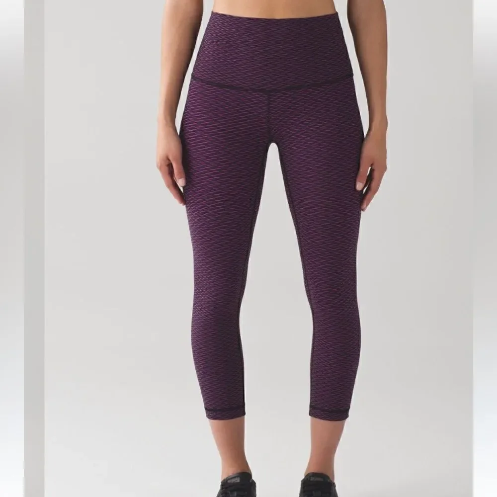 Lululemon Wunder Under Crop (Hi-Rise) (Luxtreme) Score Jacquard Black Polar Pink